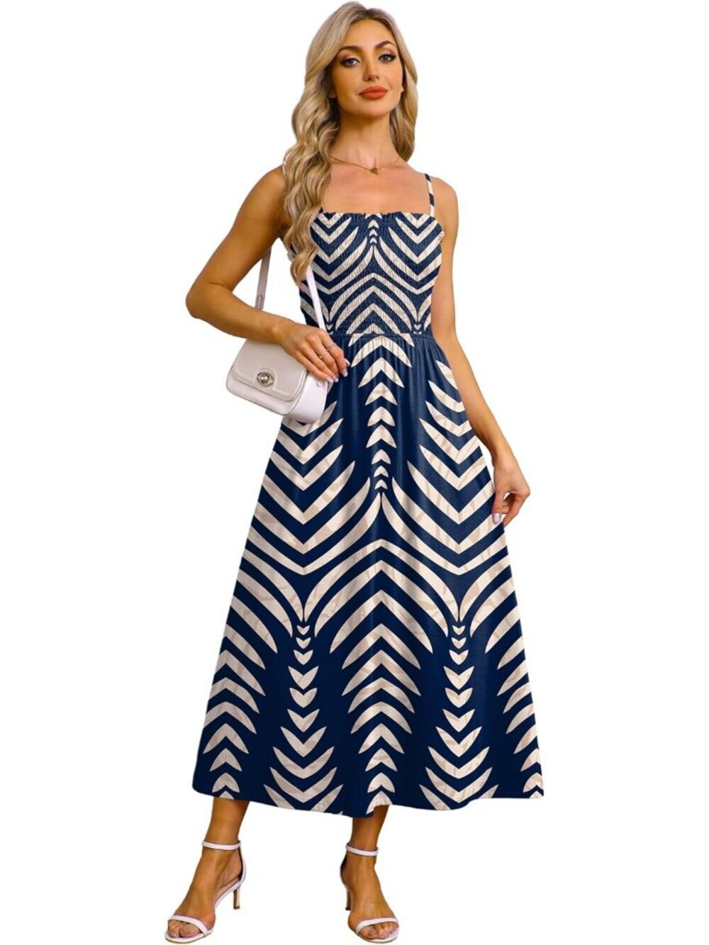 〽️Women's Boho Spaghetti Strap Smocked Casual Boho Beach Long Maxi Dresses